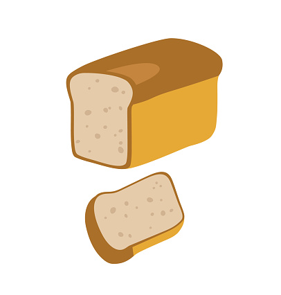 Vector Illustration Of A White Bread Break And A Slice Of Bread Brick Stock  Illustration - Download Image Now - iStock
