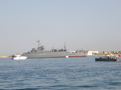 Republic of Crimea, Sevastopol - July 28, 2019: Ships of the Black Sea Fleet of Russia on the celebration of the Day of the Russian Navy in Sevastopol.