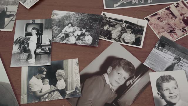 Slow panning on vintage family pictures FDV