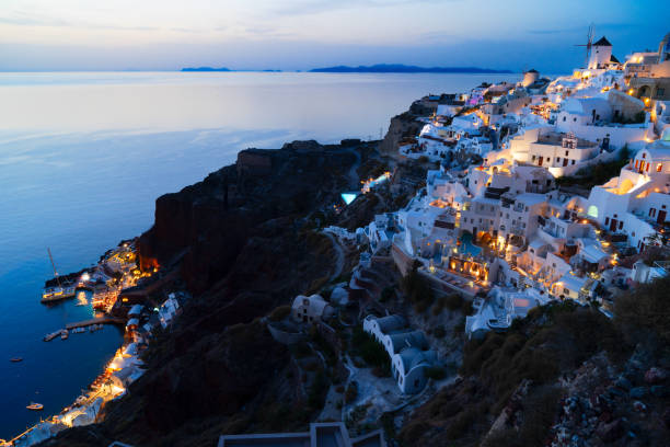 istock Oia village at night, Santorini 1281877032
