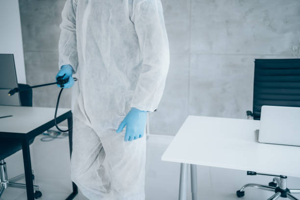 istock Office disinfection during COVID-19 pandemic. 1281878556