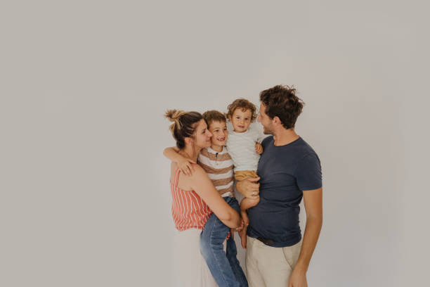 Family portrait Family portrait of beautiful, young family fashionable dad stock pictures, royalty-free photos & images