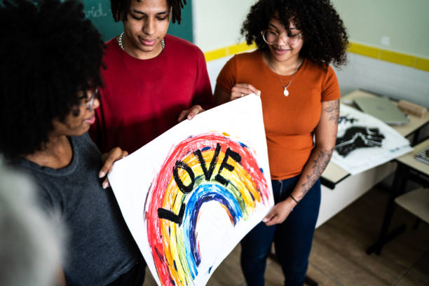 istock Students doing a presentation about LGBTQI rights at school 1281879981