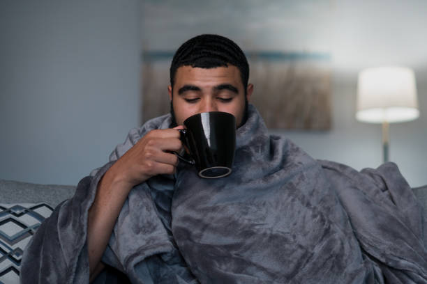 istock Sick man recovers at home 1281886329
