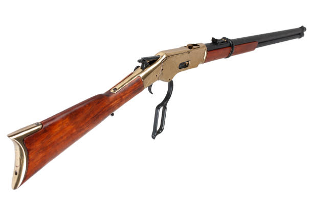 wild west period .44-40 lever-action repeating rifle m1866 - 1866 imagens e fotografias de stock