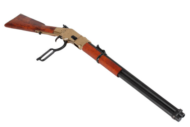 wild west period .44-40 lever-action repeating rifle m1866 - 1866 imagens e fotografias de stock