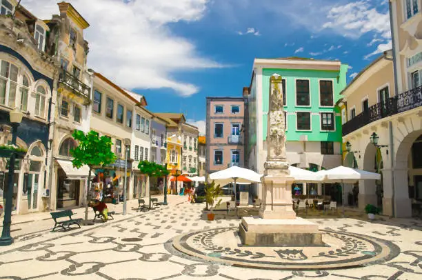 Photo of Watercolor drawing of Little colorful square in the historic part of the city Aveiro, Portugal