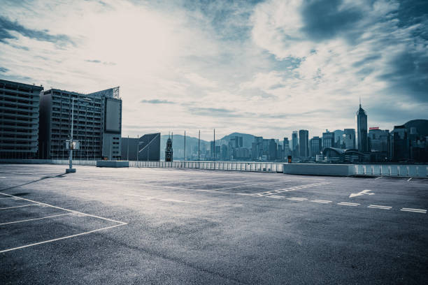 parkplatz in hong kong - abandoned city street built structure stock-fotos und bilder