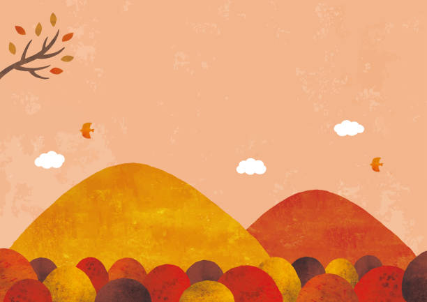 illustrations, cliparts, dessins animés et icônes de aquarelle de ciel de montagne et de soirée d’automne - japanese maple leaf autumn abstract