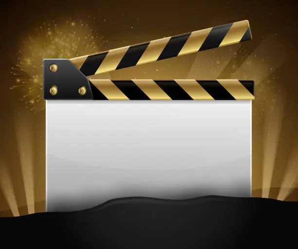 Vector illustration of Golden Movie Making Film Slate