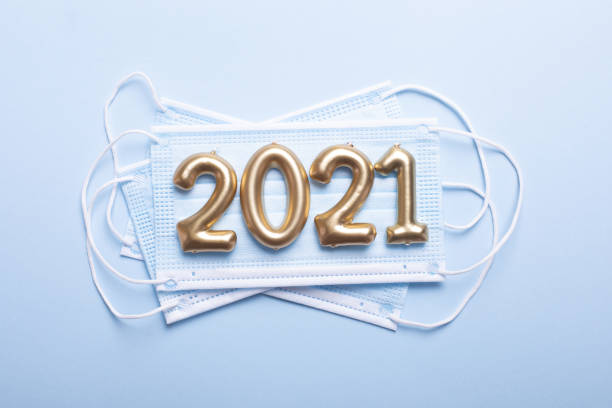 istock Happy new year 2021 with facemask mask 1281903739