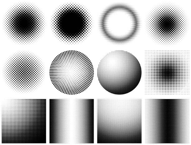 Halftone dots vector set Set of halftone dots vector illustration. Eps 10. half tone stock illustrations