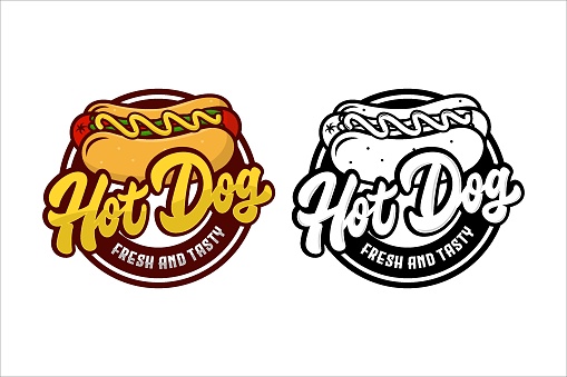 hot dog fresh and tasty vector design logo