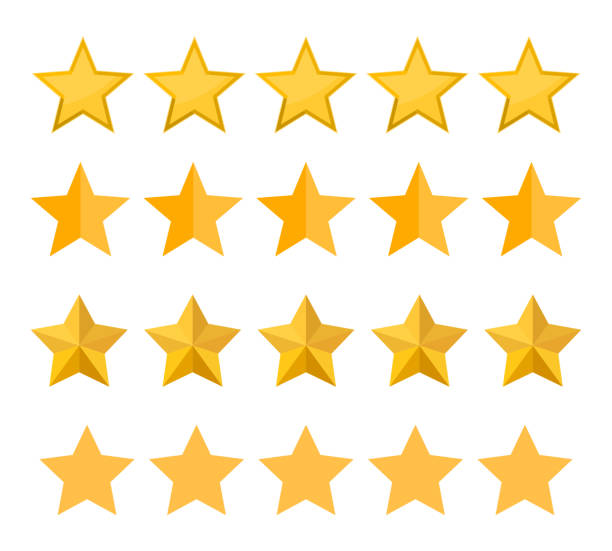 Set of different five stars rating vector icon Set of different five stars rating vector icon star shape stock illustrations