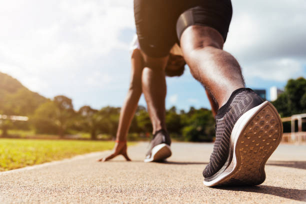 istock sport runner black man active ready to start running training 1281919305