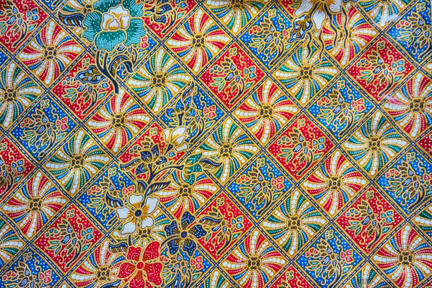a traditional Malay batik colorful retro cloth malaysian batik stock pictures, royalty-free photos & images