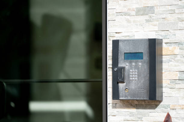 istock Security call box to enter an apartment building 1281920474
