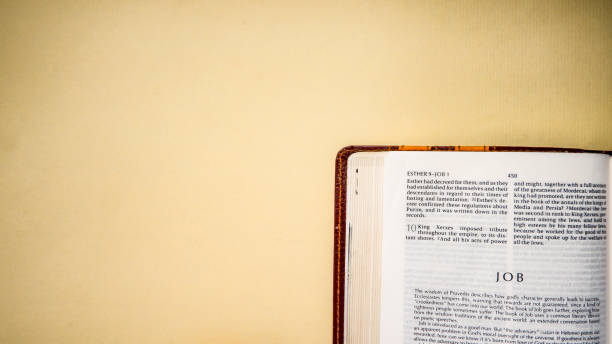 open pages of the bible background (book of job) - jó imagens e fotografias de stock