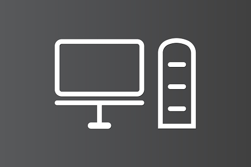 Desktop Computer Vector Logo On Dark Background Stock Illustration ...