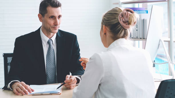 istock Job seeker in job interview meeting with manager 1281931916