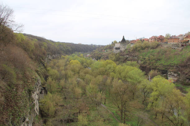 istock village in a dry riverbed from the bridge 1281932097