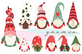 istock Cute Little Christmas Gnome Collections Set 1281932983