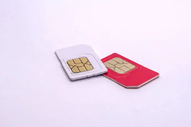 subscriber identification module or SIM card. SIM card in different sizes isolated on white background. mini, micro, nano sim. gsm chip.