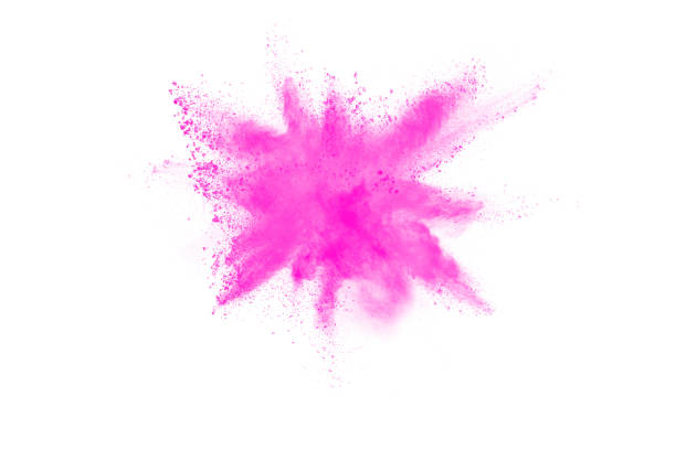 istock Pink dust splatter on background.Pink powder explosion on white background. 1281935707