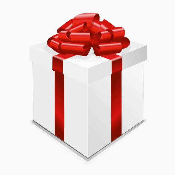 ilustrações de stock, clip art, desenhos animados e ícones de gift box, with a red fluffy bow. white. vector - jubilee bow gift red