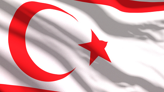 3d rendering of Turkish flag over blue background