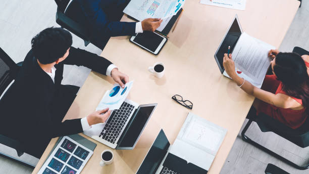 istock Business people group meeting shot from top view 1281940195
