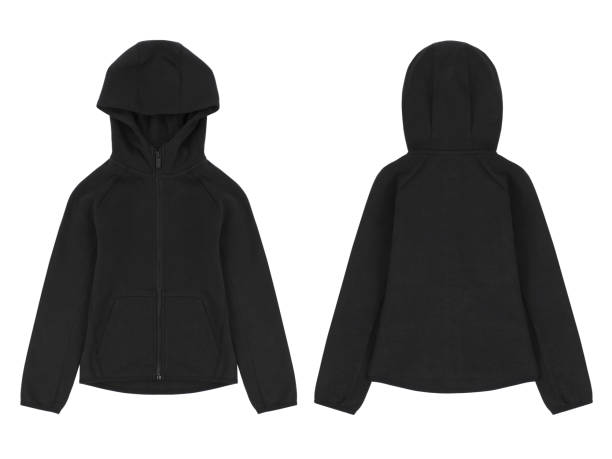 istock Black kid's sweatshirt with a hood 1281942123