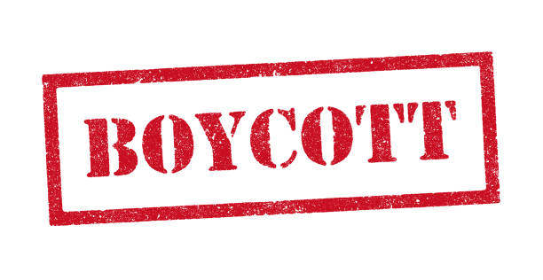 бойкот красные чернила штамп - boycott stock illustrations