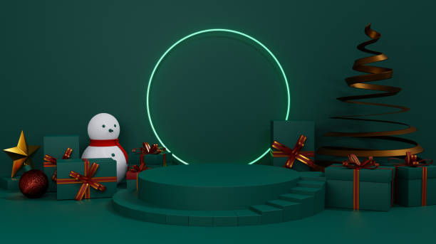 istock Christmas showcase decorate with stage 1281948494
