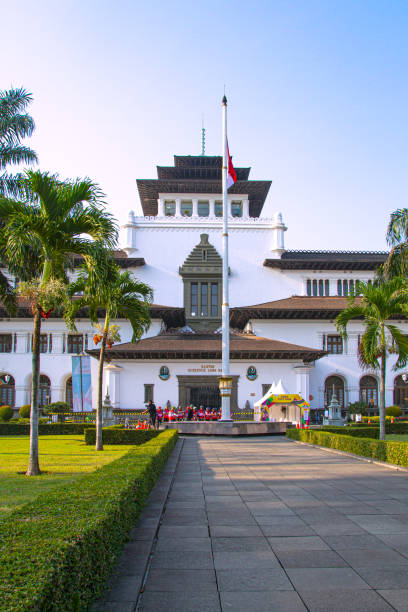 The view of Gedung Sate in West Java Bandung City, Indonesia The view of Gedung Sate. Grand Dutch colonial administration building dating to the 1920s, now West Java's government house in Bandung City, Indonesia. historic heritage square phoenix stock pictures, royalty-free photos & images