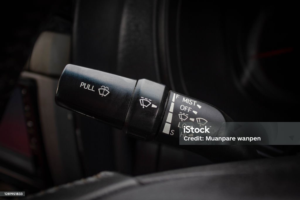 Wiper Control Car Windshield Rain Wiper Control Switch Close Up Wipers Control Modern ...