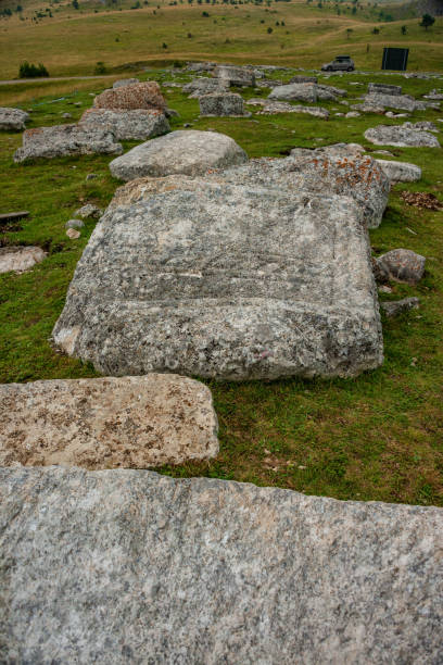 istock mysterious carved tomb stone monuments in Durmitor National Park 1281954004