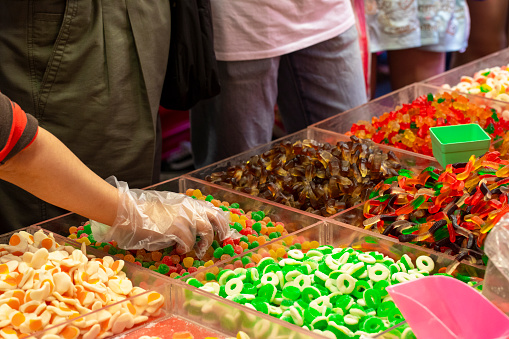 During Chinese New Year, sweet bean curd is sold on Taipei’s New Year Street