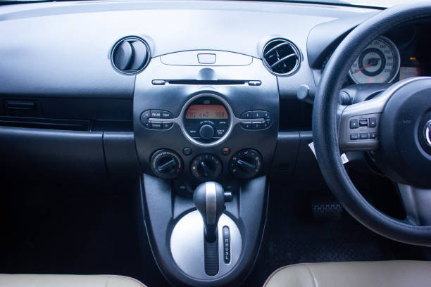 istock automatic transmission shift selector in the car interior. Closeup a manual shift of modern car gear sifter. 1281957560