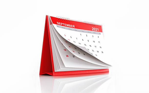 istock 2021 Red September Calendar Standing on White Reflective Background 1281964032