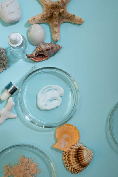 istock Eco-friendly cosmetics, a set of ingredients and bottles 1281964361