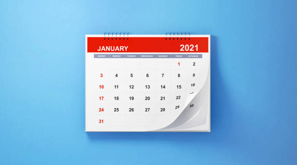 istock 2021 January Calendar On Blue Background 1281965100