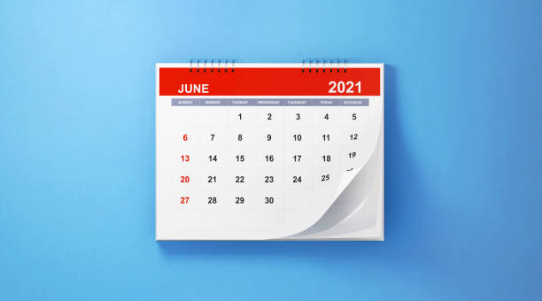 istock 2021 June Calendar On Blue Background 1281965144