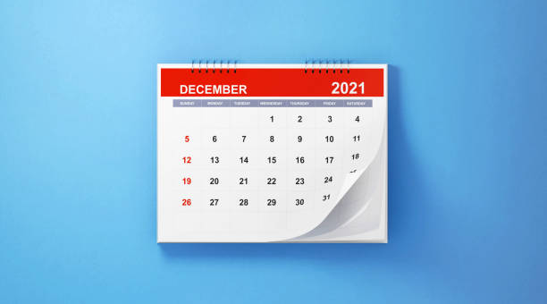 istock 2021 December Calendar On Blue Background 1281965210