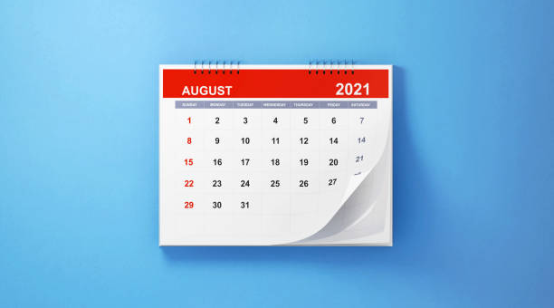 2021 August Calendar On Blue Background