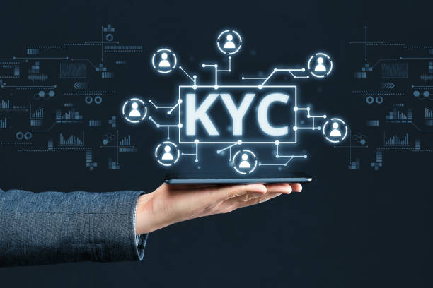 Abstract digital display with concept image KYC stock photo