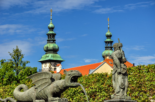 The Lindwurm (built around 1590), Klagenfurt’s heraldic animal, originally a bipedal dragon, which glides past the city tower is situated in the center of Klagenfurt. It commemorates the origins of the city as told in the legend of its foundation. The fountain with its monster, statue of Hercules and Renaissance railing was completed in 1636.