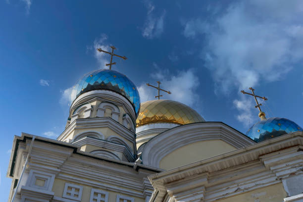 Vladivostok, Primorsky Krai. Pokrovsky Cathedral against the blue sky