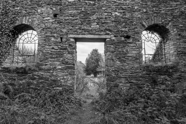 The old abandoned winding house once used by the Brendon hills iron ore company in Exmoor National Park