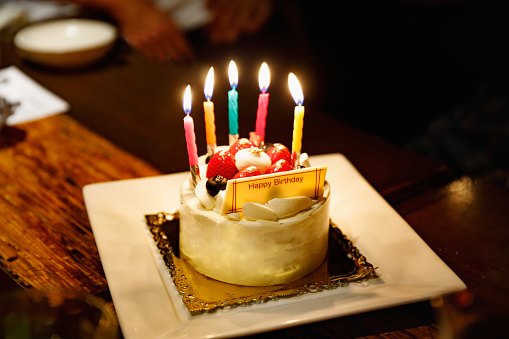 Birthday cake with candlelight